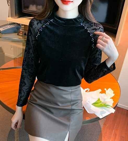 長袖シャツ 長袖トップス カジュアル きれいめ かわいい 秋冬【大きいサイズあり】 XL ブラック拍卖