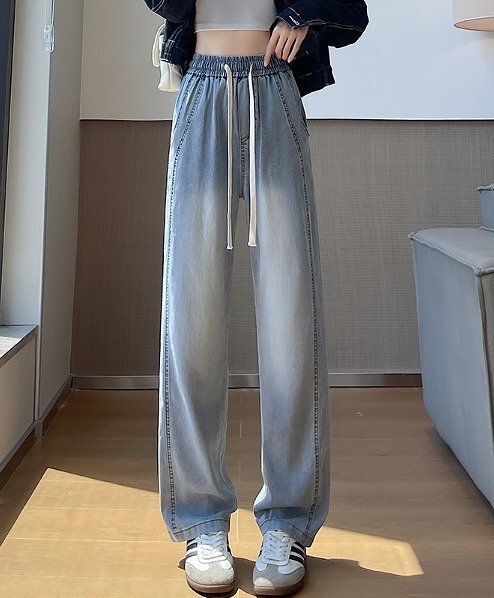 Gパン ジーパン ジーンズ 切り替え 体型カバー 着痩せ デニム 2L ライトブルー拍卖