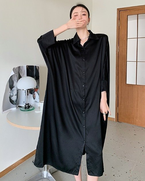 ワンピース フリル 切り替え 体型カバー 着痩せ カジュアル L ブラック拍卖