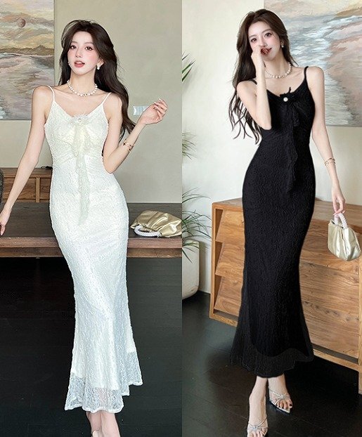 ロングワンピース キャミワンピース フレアスカート レース キャバクラドレス パーティードレス 二次会 レディース M ブラック拍卖