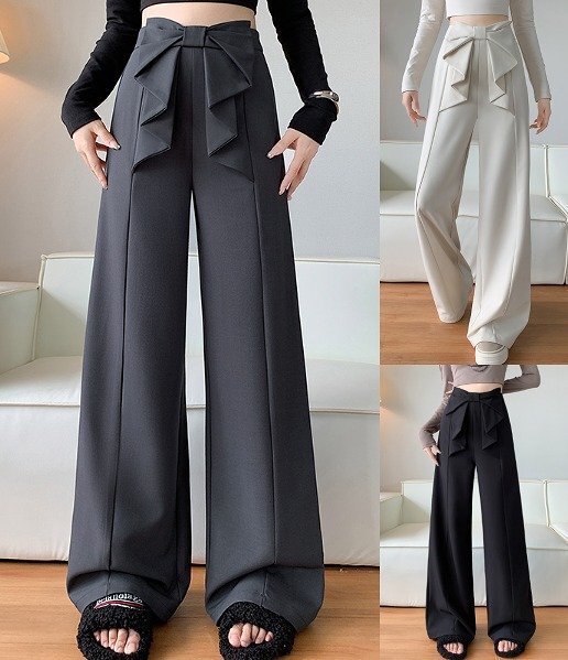 ワイド バギーパンツ ハイウエスト 切り替え スリム 着痩せ 2L ベージュ拍卖