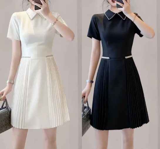 全2色 半袖ワンピース フリル 切り替え スリム 着痩せ シンプル M ホワイト拍卖