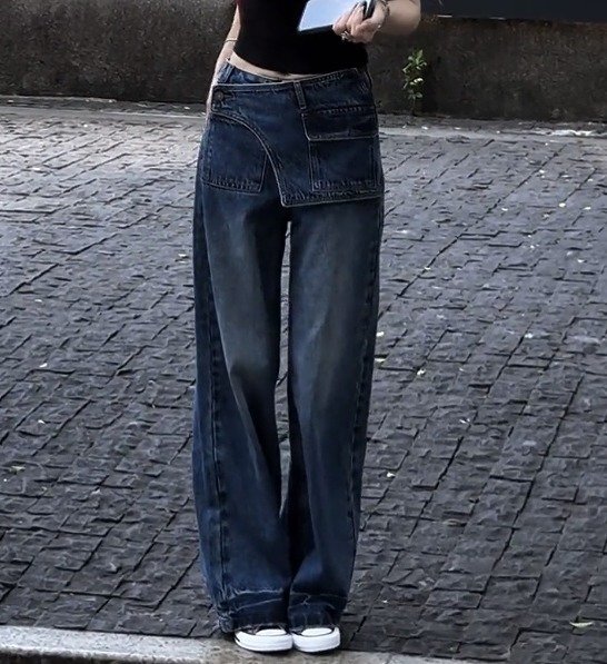 Gパン ジーパン ジーンズ 切り替え 体型カバー 着痩せ デニム 3L ブルー拍卖