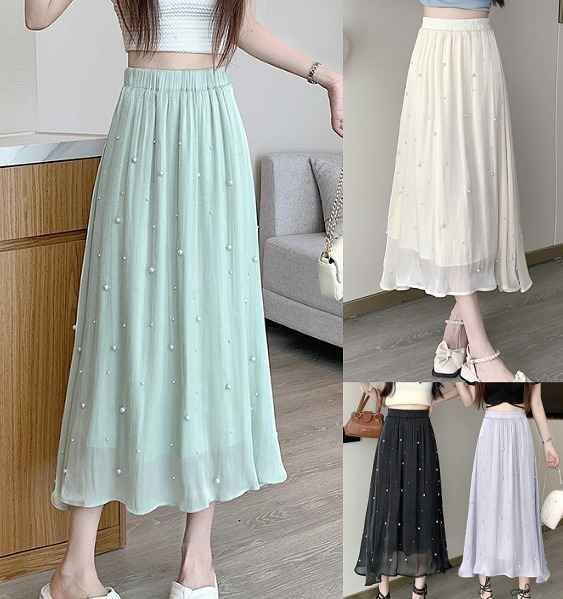 全4色 スカート フリル ハイウエスト 体型カバー 着痩せ sweet系 S ベージュ拍卖