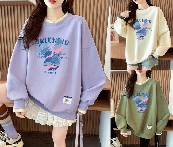 スウェット トレーナー 長袖 切り替え 体型カバー 着痩せ 2L ベージュ拍卖