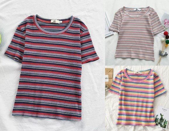 全9色 半袖Tシャツ 切り替え バイカラー スリム 着痩せ ボーダー柄 シンプル XL 色品番6拍卖