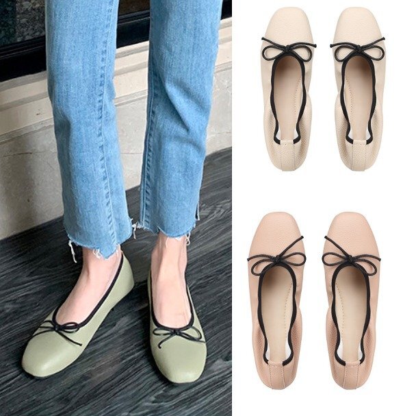 スリッポン ローファー モカシン 切り替え バイカラー リボン付き sweet系 【41】25~25.5cm ピンク拍卖