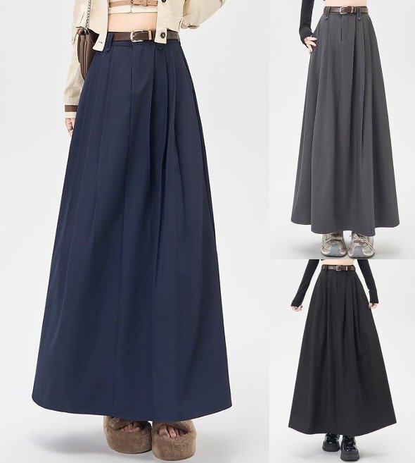 スカート フリル 切り替え 体型カバー 着痩せ カジュアル L グレー拍卖