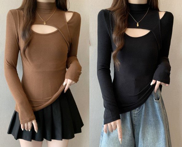 トップス 長袖Tシャツ 肩見せ シンプル カジュアル レディース XL ブラック拍卖