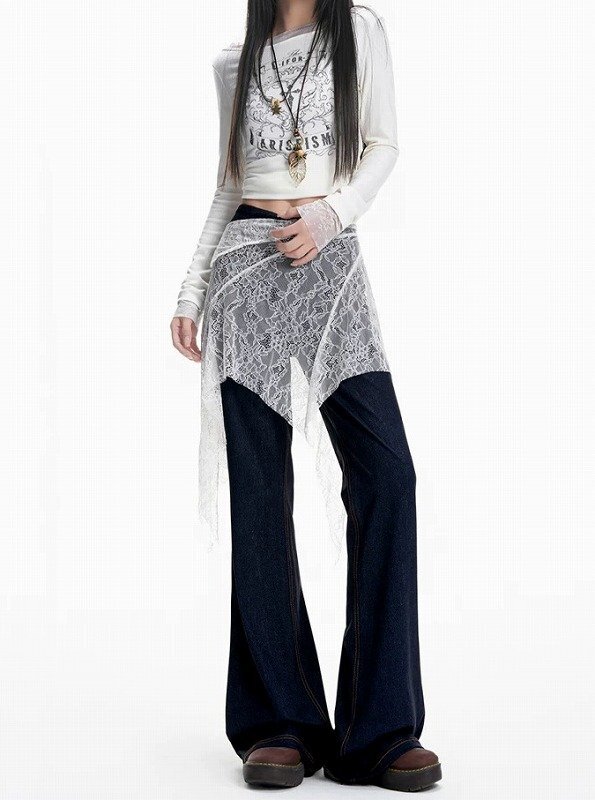 Gパン ジーパン ジーンズ ハイウエスト 切り替え スリム 着痩せ デニム L ダークブルー拍卖