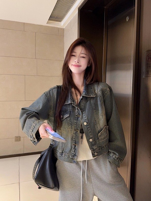 Gジャン ジージャン ジーンズ 長袖 切り替え 体型カバー 着痩せ デニム シンプル S ワンカラー拍卖