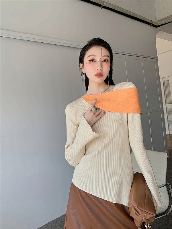 トップス ニット 長袖 カジュアル セーター シンプル レディース L ベージュ拍卖