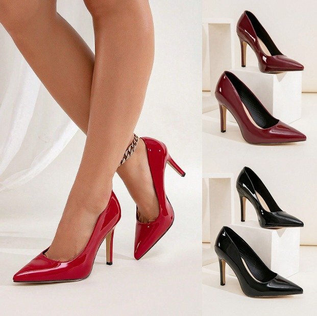 ハイヒールシューズ オフィス とんがりトゥ ピンヒール 無地 シンプル 【41】25~25.5cm 色品番6拍卖