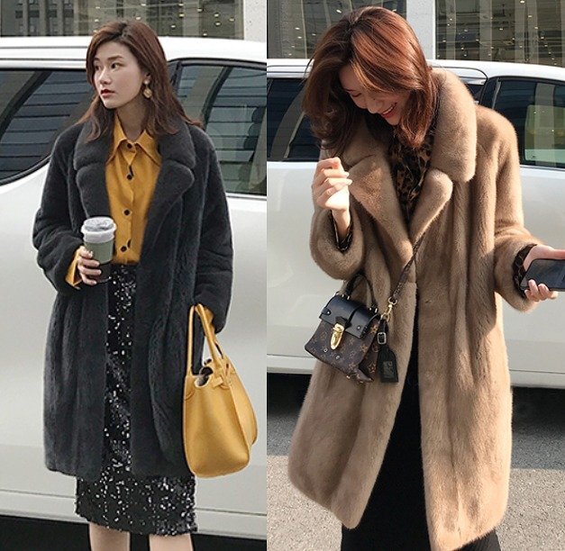 ファーコート 長袖 切り替え 体型カバー 着痩せ カジュアル フリー ブラウン拍卖