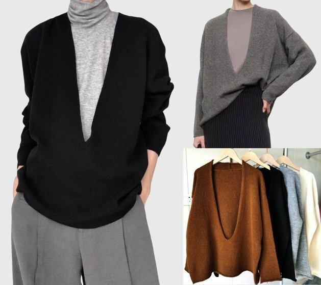 ニット 長袖 切り替え 体型カバー 着痩せ カットソー カジュアル フリー ライトブラウン拍卖