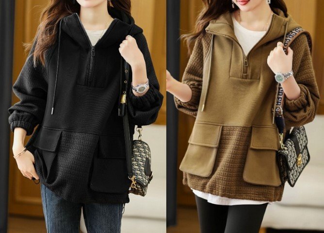 トップス スウェット トレーナー パーカー 長袖 フード付き シンプル カジュアル レディース L ブラウン拍卖