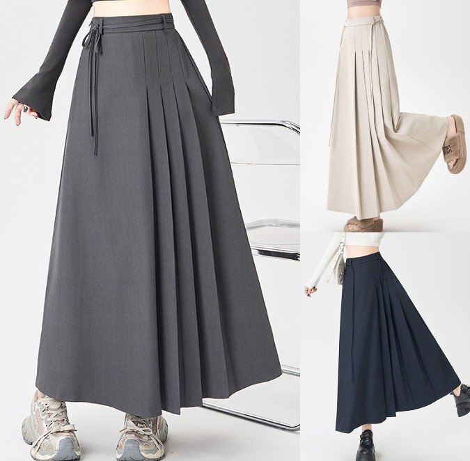 スカート フリル 切り替え 体型カバー 着痩せ S ダークブルー拍卖