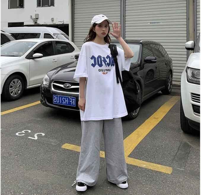 韓国風 女夏新しい 大きいサイズ半袖Tシャツ 気質ファッションTシャツ 学生Tシャツ M グレー拍卖