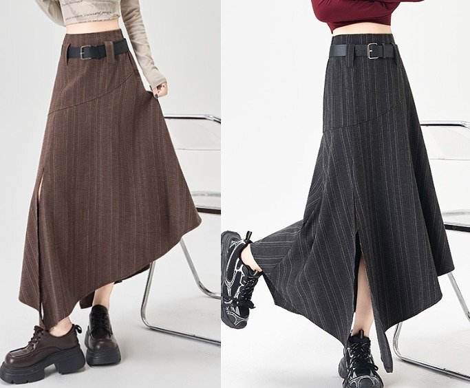 スカート アシンメトリー フリル 切り替え スリム XL グレー拍卖