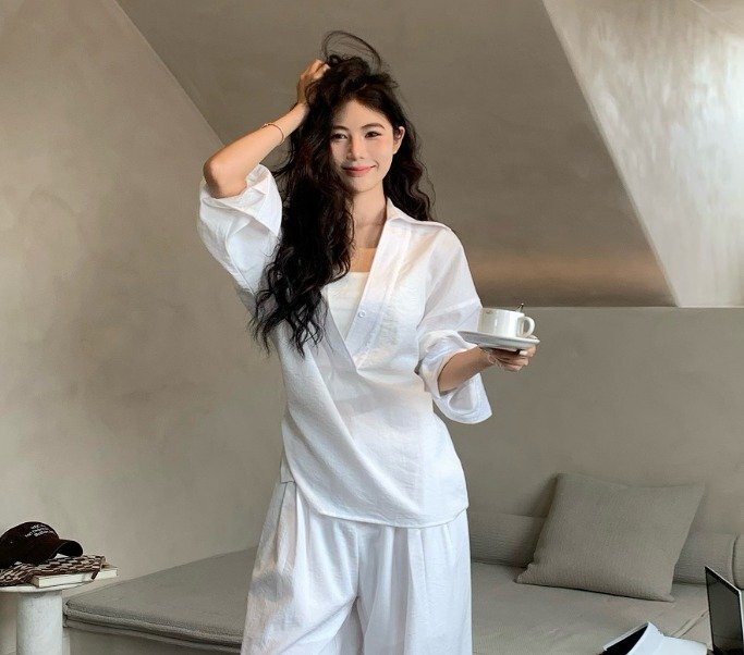 トップス シャツ ブラウス 長袖 シンプル カジュアル レディース S ホワイト拍卖