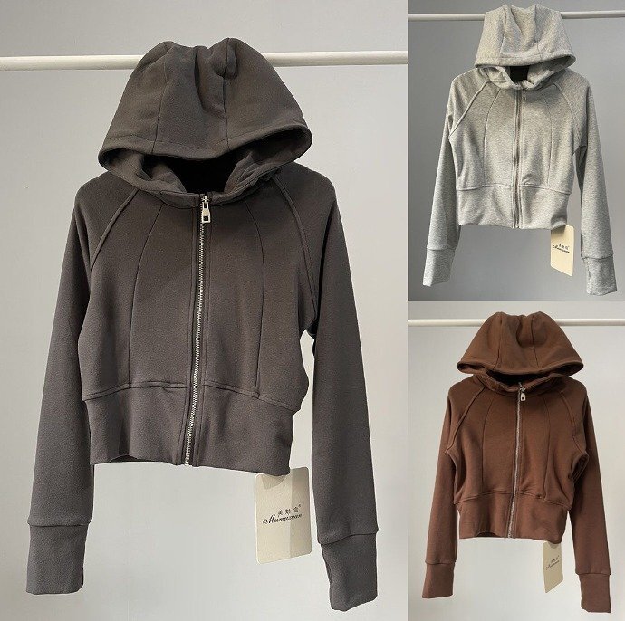 スウェット トレーナー 長袖 切り替え スリム 着痩せ 帽子付き カジュアル フリー キャメル拍卖