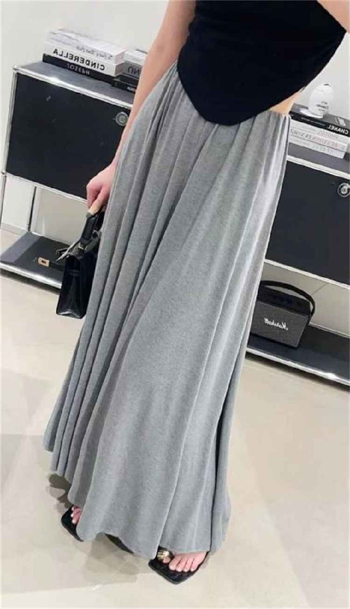 ロングスカート プリーツスカート カジュアル ハイウエスト レディース フリー ベージュ拍卖