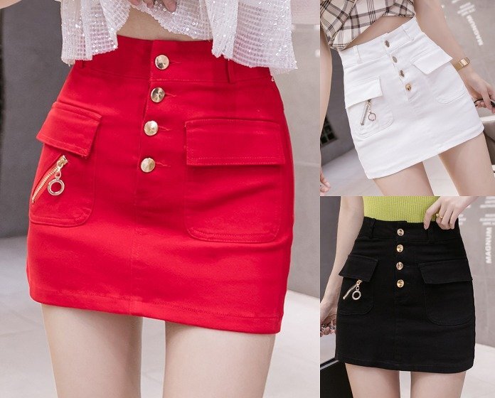 ミニスカート ショートスカート ボトムス タイト シンプル カジュアル かわいい レディース XL レッド拍卖