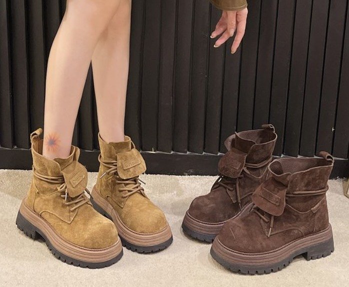 ブーツ 切り替え 無地 シンプル 【38】23.5~24cm ブラウン拍卖