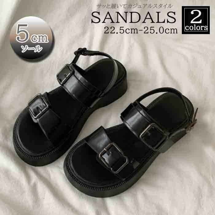 サンダル ミュール オープントゥ 厚底 脚長 5cm 靴 カジュアル シンプル 38 黒拍卖