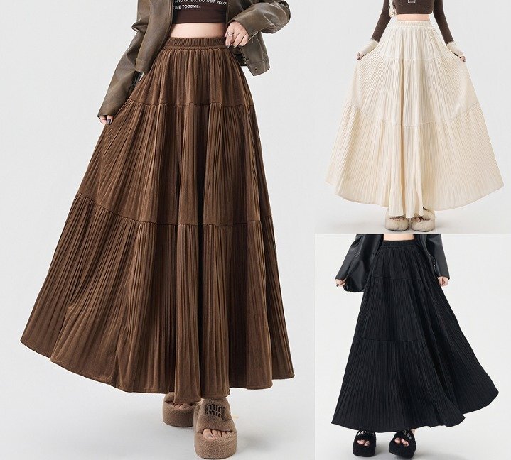 スカート フリル 切り替え 体型カバー 着痩せ カジュアル S ベージュ拍卖