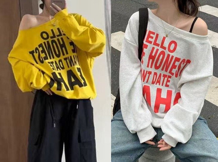 スウェット トレーナー 長袖 切り替え バイカラー 体型カバー 着痩せ XL ホワイト拍卖