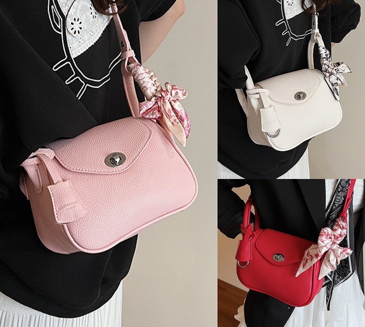 肩掛けショルダーバッグ 軽量 実用 切り替え 無地 シンプル フリー ピンク拍卖