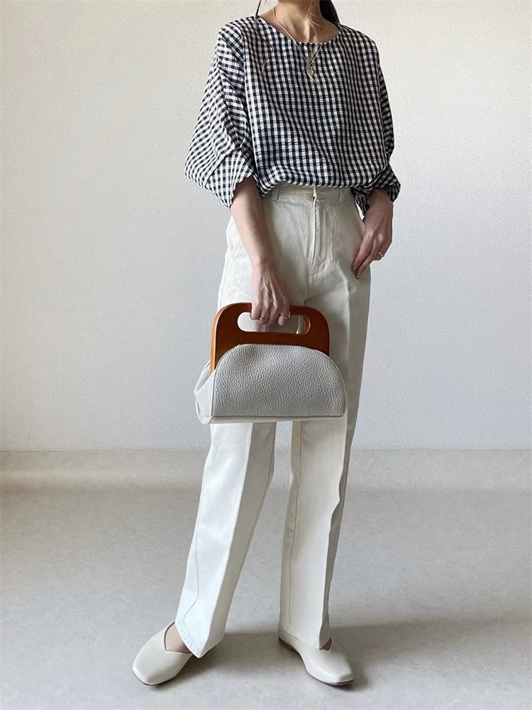 トップス 五分丈 ランタンスリーブ シャツ ゆったり おしゃれ カジュアル レディース拍卖