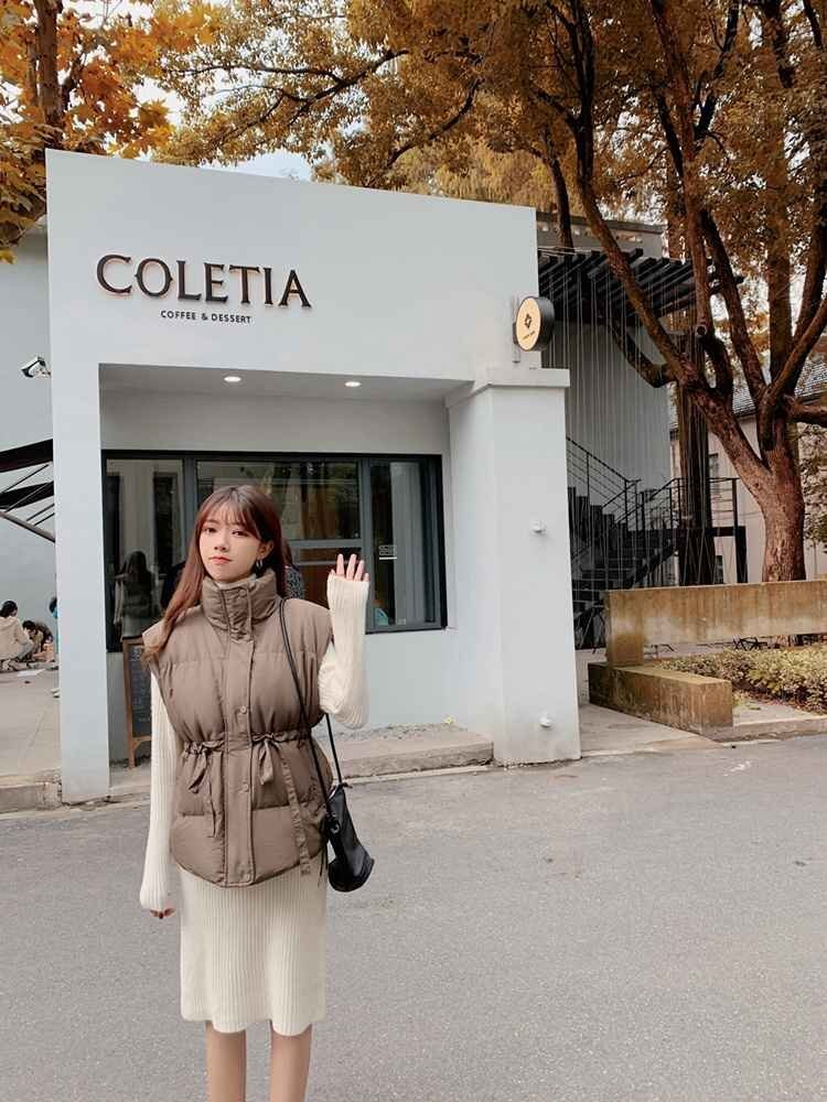 オシャレ コート コットン ベスト 暖かい おしゃれ M カーキ拍卖