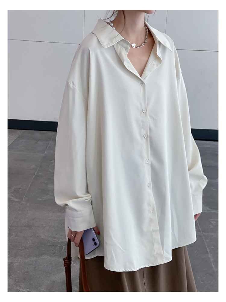 ロング シャツ 長袖ブラウス プリーツ シフォン シャツワンピ フリー ホワイト拍卖