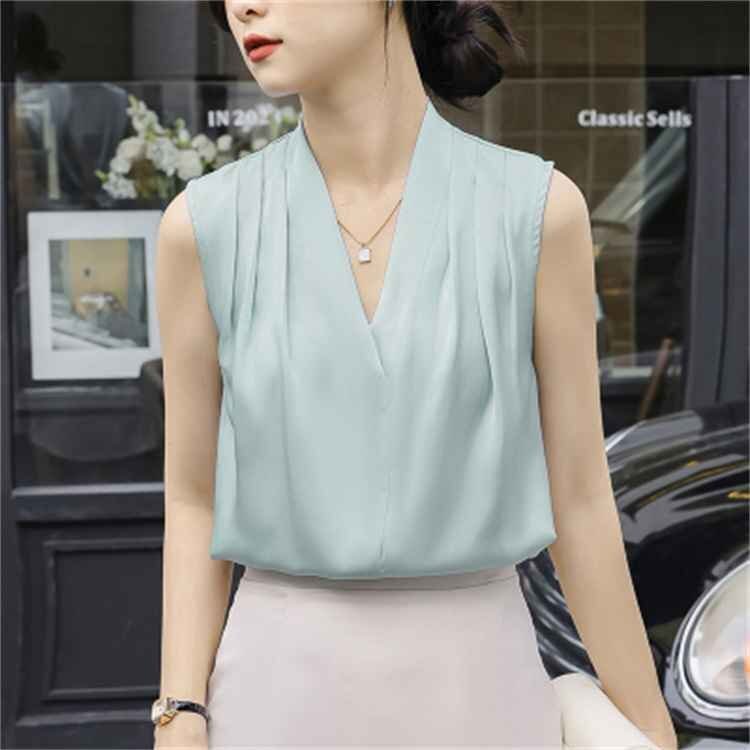 ノースリーブシャツ トップス 袖なし ブラウス きれいめ レディース 大きいサイズあり 2XL レッド拍卖