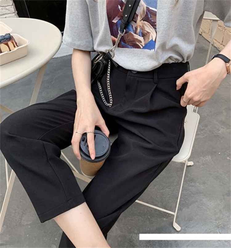 スリム ハイウエスト カジュアルパンツ ロングパンツ スーツパンツ 九分パンツ 大きいサイズあり M グレー拍卖