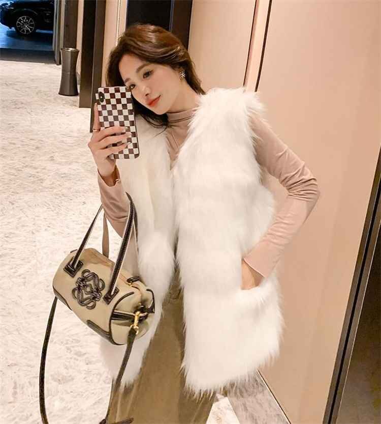 ベスト ロング丈 コート 冬 アウター ファー 毛皮 レディース フリー ホワイト拍卖