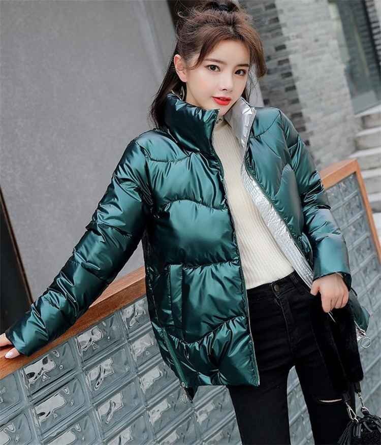 ショート丈 シック パッド入り 光沢 ダウンジャケット 2XL グリーン拍卖