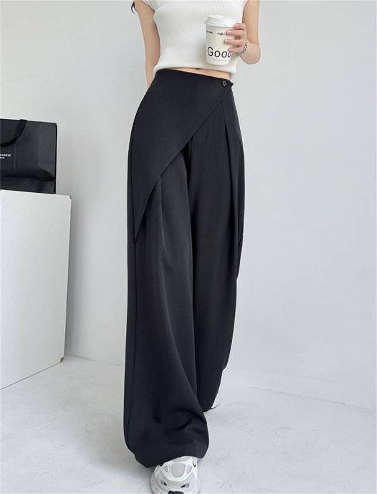 スーツパンツ ワイドパンツ ロングパンツ ストレートパンツ シンプル カジュアル レディース 2XL ベージュ拍卖