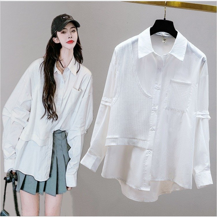 【大きいサイズM-4XL】ファッションワイシャツ ホワイト/ブラック XL ブラック拍卖