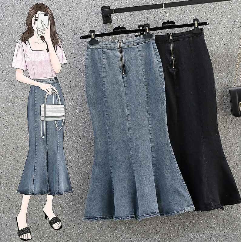 全2色 スカート フリル スリット 切り替え スリム 着痩せ 【大きいサイズあり】 M ブラック拍卖