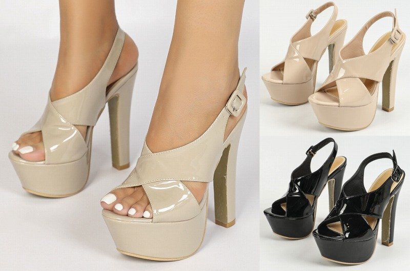 ハイヒールシューズ オフィス 太いヒール 切り替え 無地 シンプル 【39】24~24.5cm ベージュ拍卖