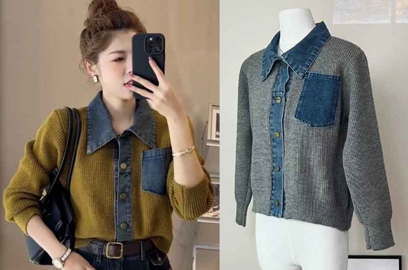 ニットトップス 厚手 長袖 カットソー 羽織 セーター 秋冬 レディース フリー ベージュ拍卖