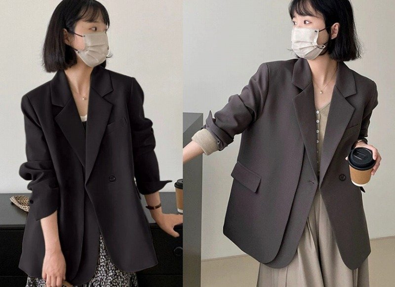 ブレザー 切り替え 体型カバー 着痩せ カジュアル L ブラック拍卖
