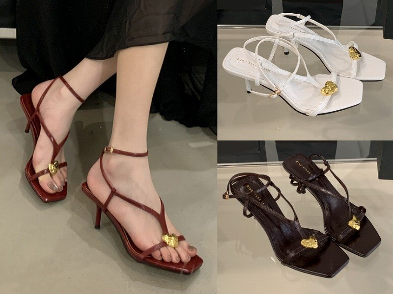 ビーチサンダル ミュール ピンヒール 無地 sweet系 【39】24~24.5cm ブラック拍卖