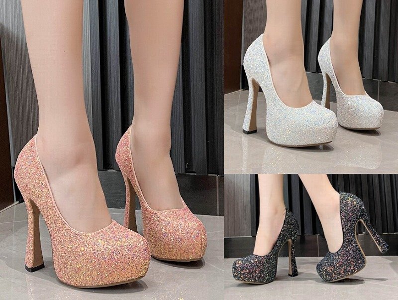 ハイヒールシューズ オフィス 太いヒール 切り替え シンプル 【37】23~23.5cm ピンク拍卖