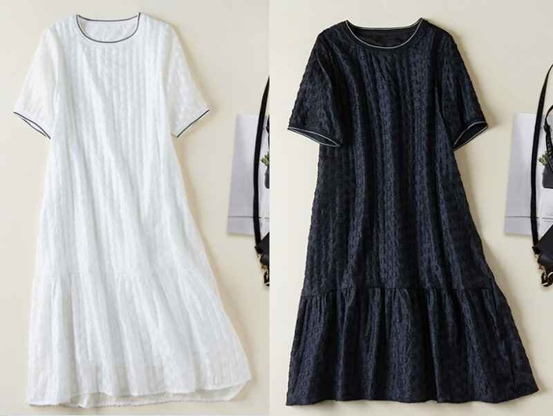 全2色 半袖ワンピース フリル 切り替え 体型カバー 着痩せ 【大きいサイズあり】 sweet系 XL ブラック拍卖