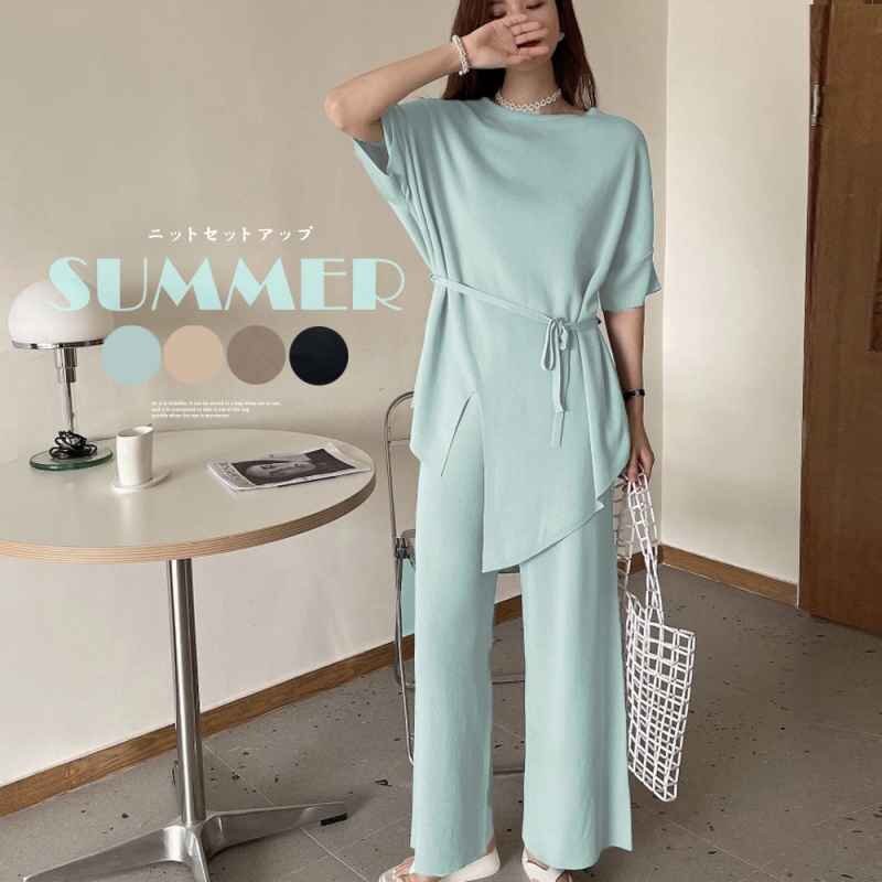 ニットセットアップ 冷感タッチレディース フリー ブラック拍卖