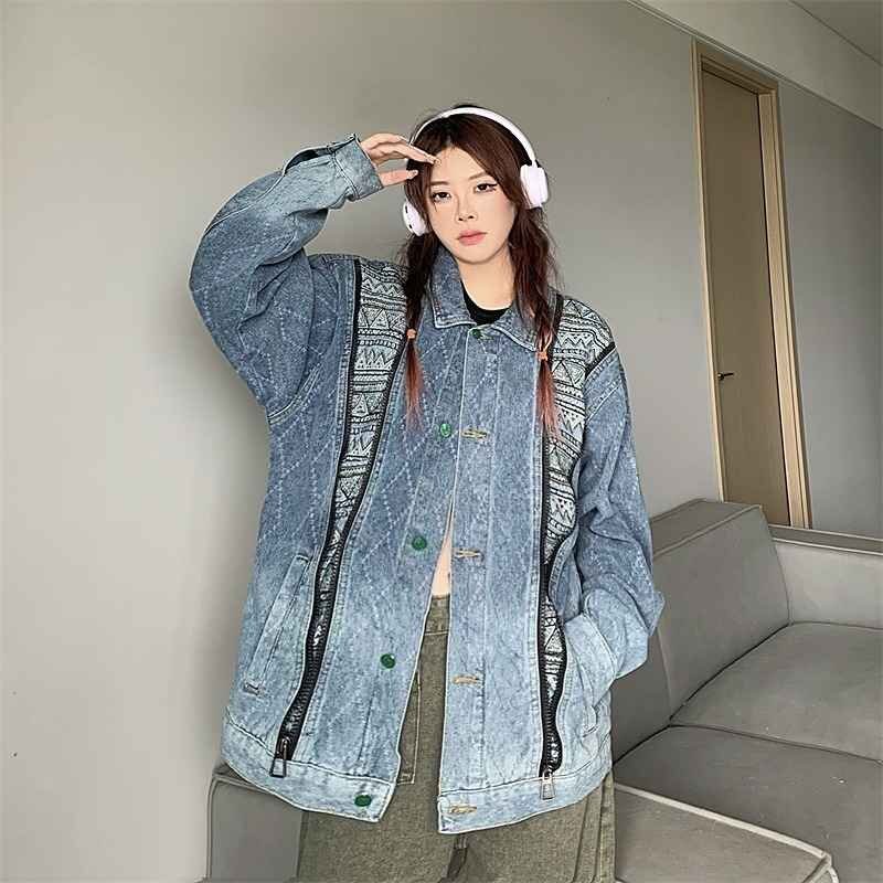 Gジャン ジージャン ゆったり ジーンズ 長袖 デニムジャケット コート 【大きいサイズ】 S ブルー拍卖